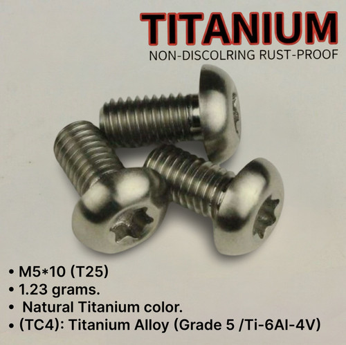 M5x10mm titanium t25 head - m5x10mm, ti