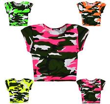 Girls Neon Camo Crop Top New