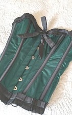 Burlesque Corset green black size 32 metal boned Ladies Slimming Sexy New Ladies
