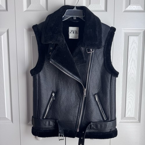 Zara black double faced faux - black,