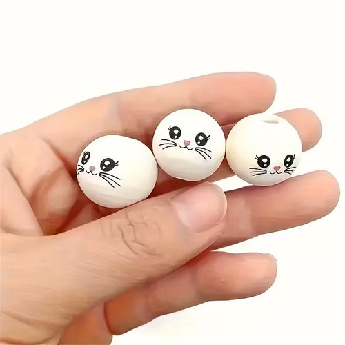 Wooden doll head beads - wooden,