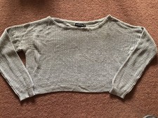 Grey Cropped Jumper Size Small