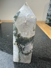 Moss Tree Agate Tower Point Crystal Gemstones Minerals Druzy 448g AAAA+ D9