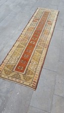 Antique Milas Long Carpet Rug Hand Knotted Anatolian Kitchen Rug Village Decor X