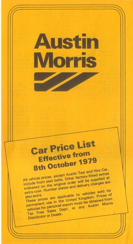 Austin morris price list - austin, uk