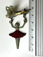 VINTAGE Ballerina and Monkey Brooch - 1930's Bakelite
