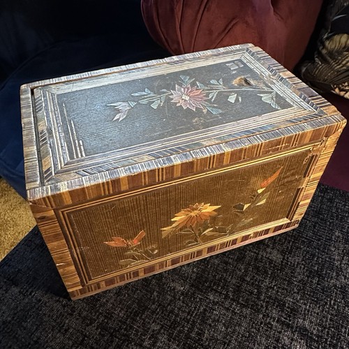 Antique straw marquetry box - antique,