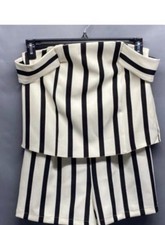 NWT Topshop White Black Stripe