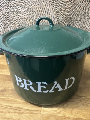 Enamel bread bin large - enamel, round