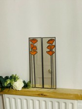 10x40cm pair Poppy 3   Stained Glass effect mirror Handmade in the UK Mackintosh