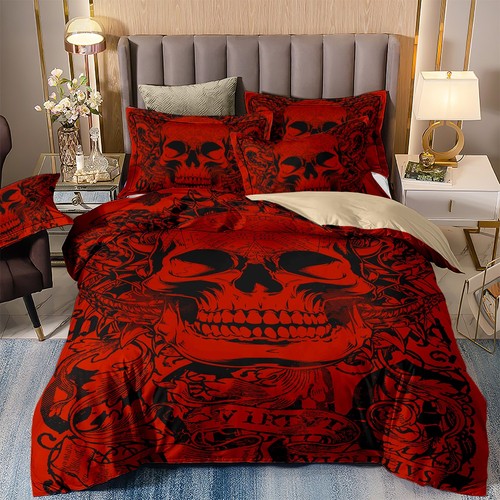 Skull duvet cover bedding set - bedding,