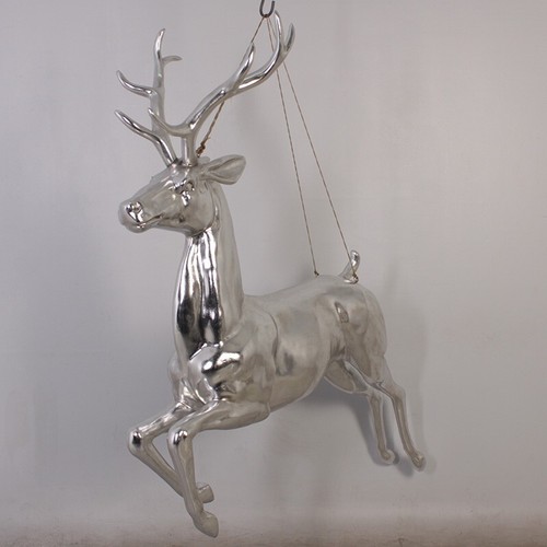 Hanging reindeer silver statue - hanging,