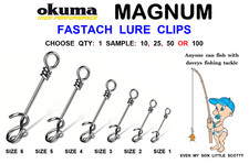 OKUMA: FASTACH LURE CLIPS PIKE PERCH BASS QUICK CHANGE FAST LINK SWIVEL CLIP