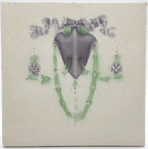 Art deco fireplace tile floral - fireplace,