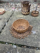 Wicker Tea Cup Basket Pot -