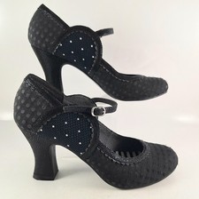 Ruby Shoo Rosalind Heels, Size UK7 EU40 Black With Spots, Buckle