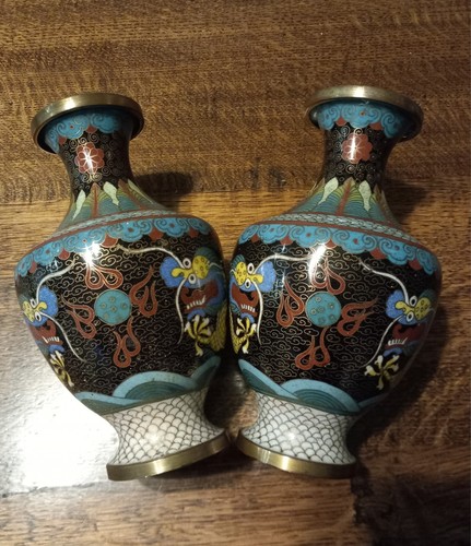 Pair chinese cloisonne - pair,