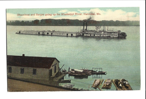 Steamboat barges going - ,