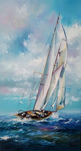 Sailing yacht original oil - sailing,