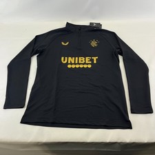 Glasgow Rangers FC 1/4 Zip Football Training Top in Black Unibet size Large