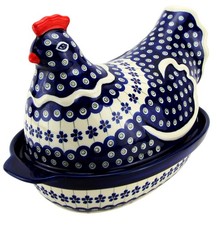 Polish Pottery Hen Covered Baker - Polish Stoneware by Zaklady Boleslawiec