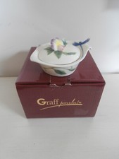 GRAFF PORCELAIN DRAGONFLY AND SWEET PEAS TRINKET BOX / LIDDED STORAGE POT BOXED