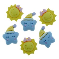 6pcs Star and Moon Resin