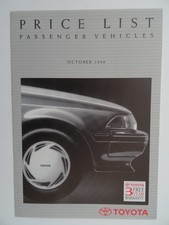 Toyota Price List 1990 - MR2,Celica GT,GT-Four,Supra,Landcruiser,Previa,Corolla,