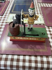Antique Circus Clown and Trick Dog Mechanical Bank Money Box Used