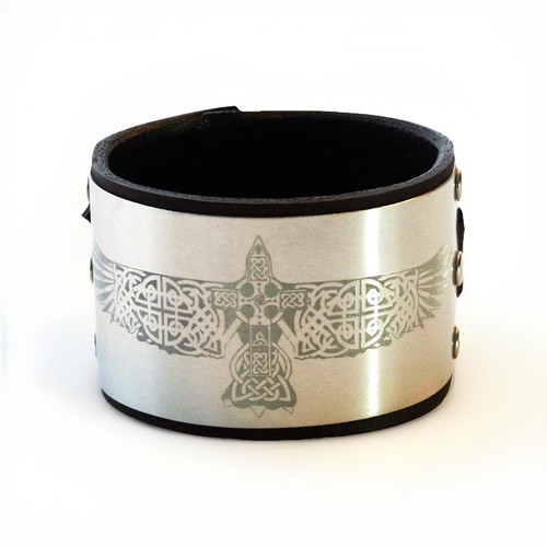Celtic brown leather cuff - celtic,