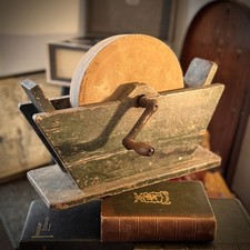 Antique Grinding Wheel Sharpening Stone Rustic Farmhouse Tool Bench Decor