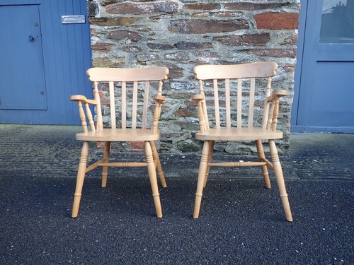 Pair pine carver armchairs - pair,