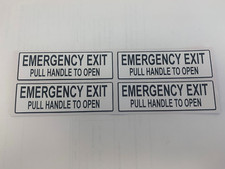 Bus Coach Sticker Sign EMERGENCY EXIT PULL HANDLE TO OPEN - Smaller type black