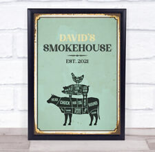 Smokehouse Est.2021 Cow Pig Chicken Room Personalised Wall Art Sign