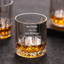 Personalised Men's Whiskey Tumbler Glass Engraved Any Text Gift for Dad Grandad