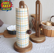 Wooden Kitchen Roll Holder Free Standing, Acacia Wood Paper Towel Holder Stand f