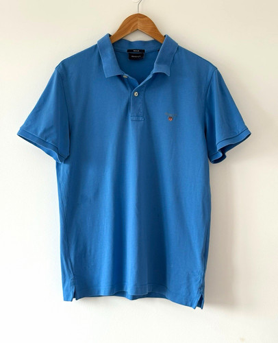 Gant men blue solid polo - blue,