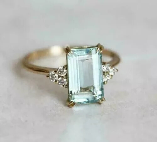 2ct emerald cut - 2ct, aquamarine
