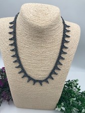 Grey Seed Bead Designed necklace Artisan Work Costume Jewellery (P1)gothic dark