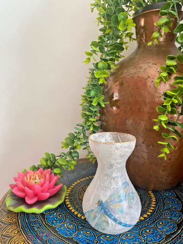 Dragonfly glass flower vase - dragonfly,