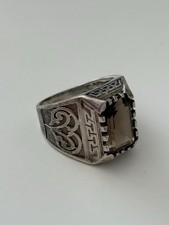 925 Chunky Sterling Silver AVANT Smoky Quartz Ring, Emerald cut Genuine Gemstone
