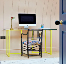 Yellow Metal Trestle Legs – Rare Habitat Large, DIY Desk Base, Glass/Top Not Inc