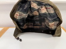 BARBOUR Waxed Hood Olive Green Tartan Lining Land Rover Accessory Rare Find