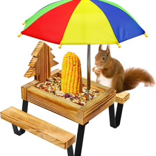 Wooden Squirrel Feeder Picnic
