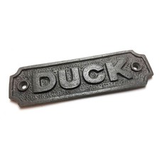 Oakcrafts - Cast Iron DUCK Sign - 115mm x 35mm c/w fixing screws.