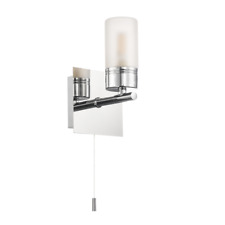 Compact Designer IP44 Rated Bathroom Wall Light Fitting with Tubular Glass Sh...