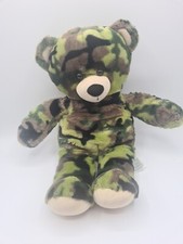 Build A Bear Plush  Workshop Retired Green Camouflage Bear Soft Toy 40cm 2011(5