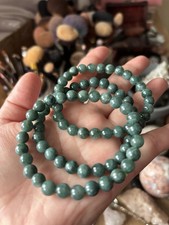 7mm Blue Water Jade Beaded Crystal Bracelet