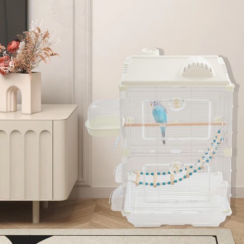 Bird cage with food - bird, bowls