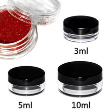 3ml 5ml 10ml Small Round Plastic Pot Jar Sample Make Up Glitter Cosmetic Travel!